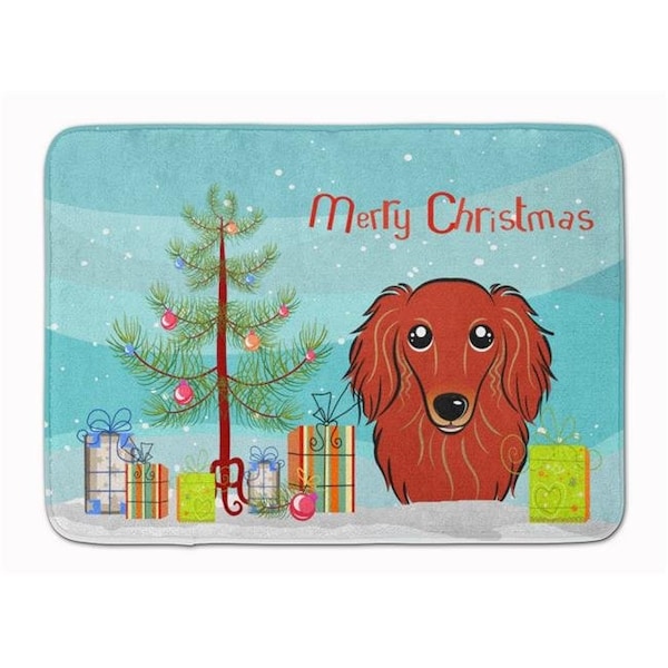 Carolines Treasures Carolines Treasures BB1586RUG Christmas Tree Longhair Red Dachshund Machine Washable Memory Foam Mat BB1586RUG - main